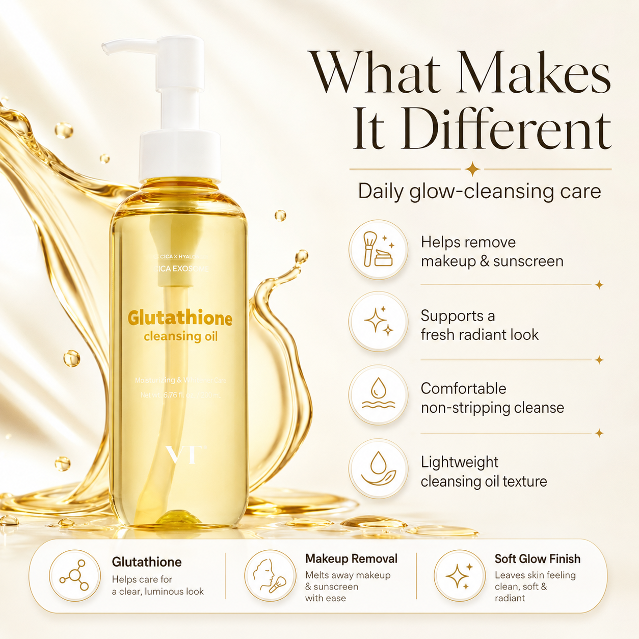 VT Cosmetics Glutathione Glow Cleansing Oil 6.76 fl. oz. 200 ml