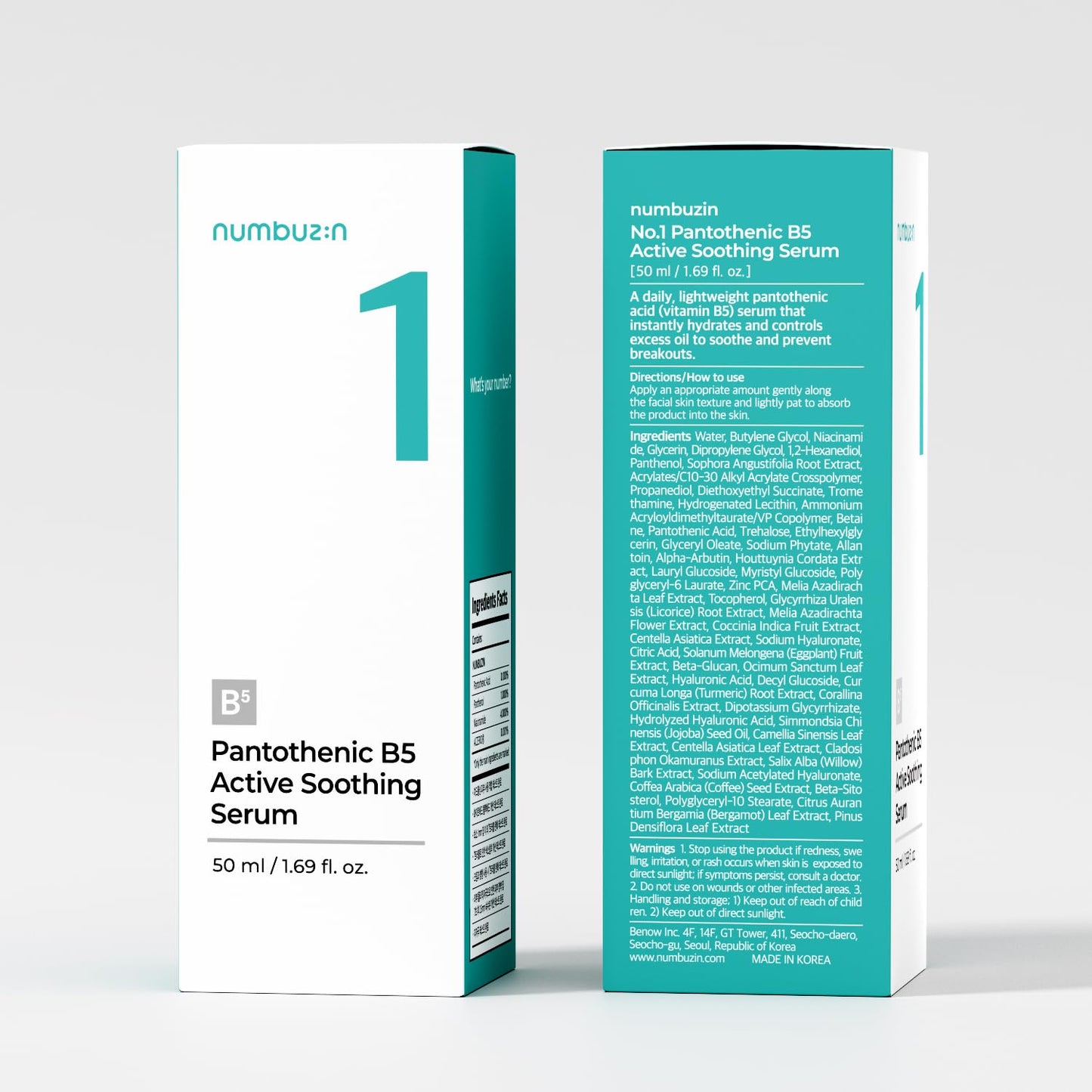 numbuzin No.1 Serum – Pantothenic B5 Active Soothing Serum 1.69 fl. oz. - Fox|Pharma