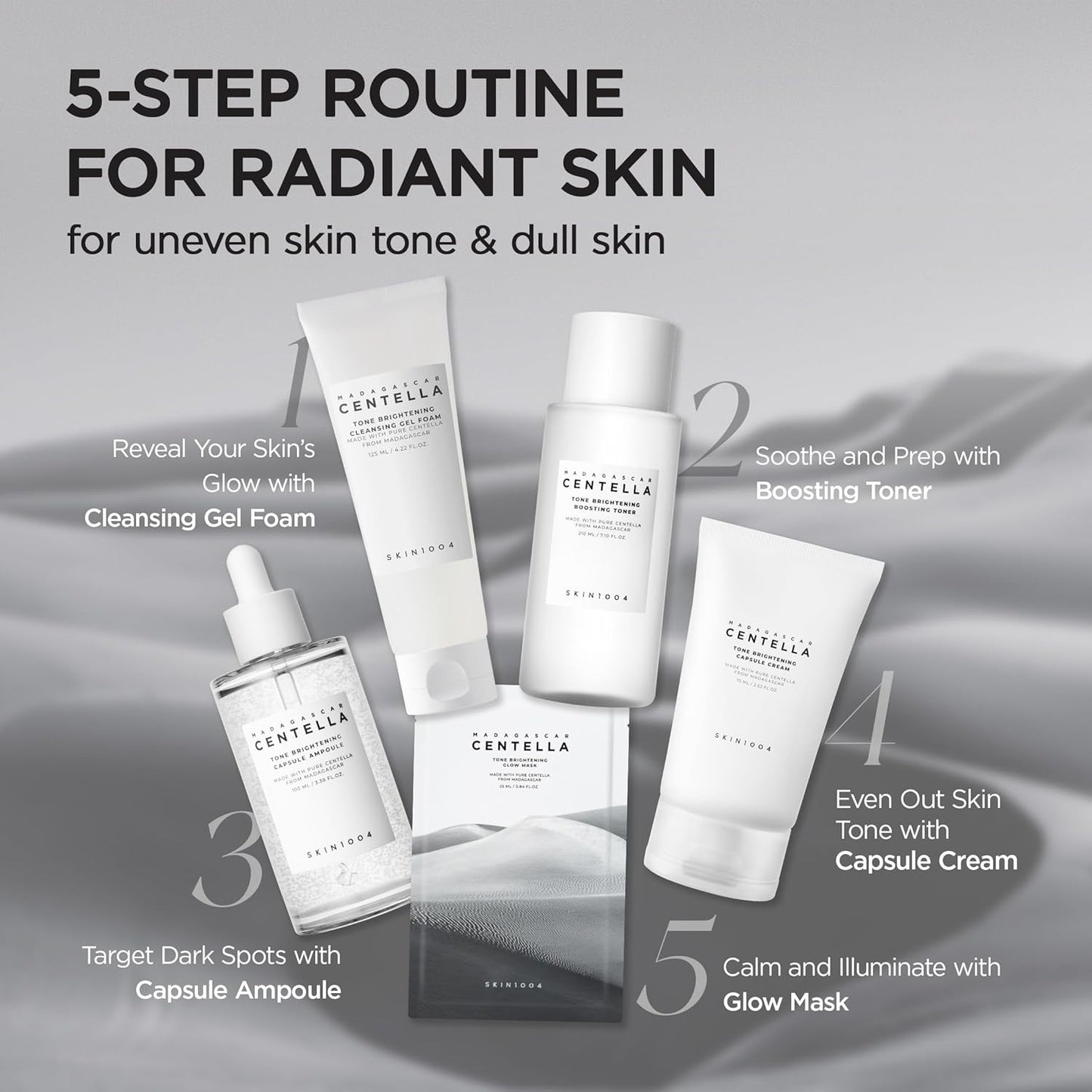 SKIN1004 Tone Balancing Mask, Face Mask Skincare for Dark Spot & Skin Tone 0.84 fl oz / 25ml * 5ea