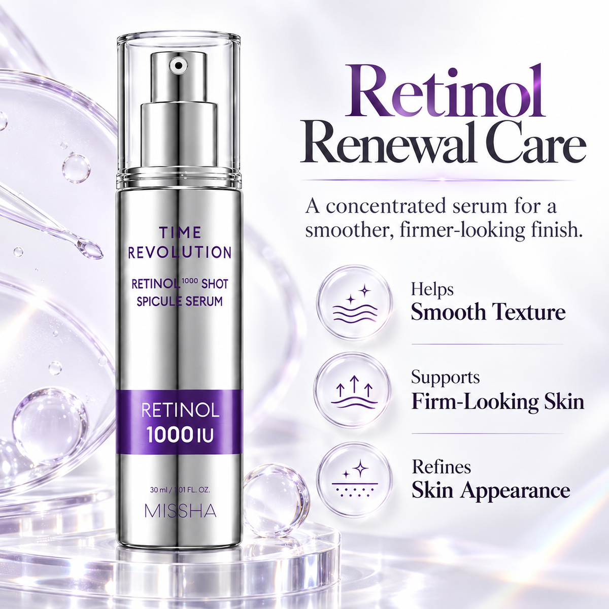 MISSHA Time Revolution Retinol 1000 Shot Spicule Serum 1.69 fl oz 50 mL