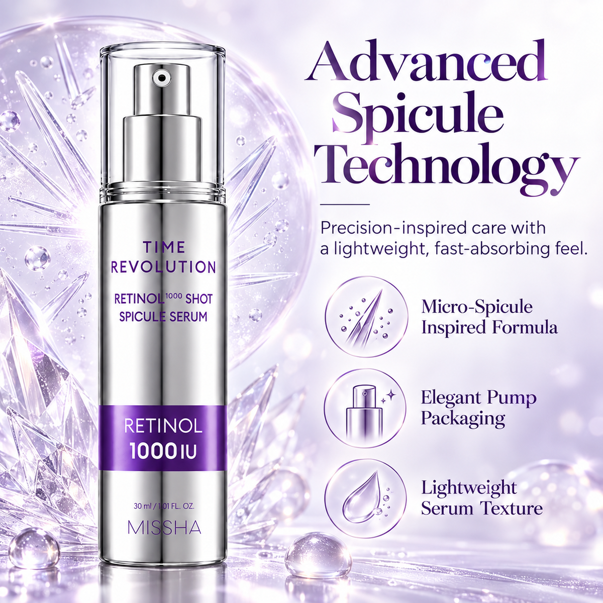 MISSHA Time Revolution Retinol 1000 Shot Spicule Serum 1.69 fl oz 50 mL