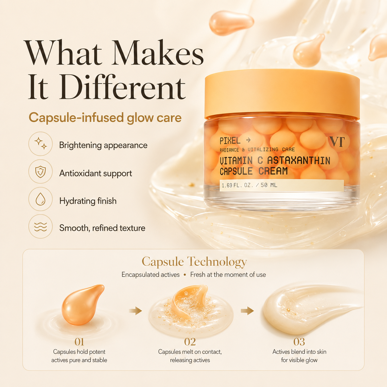 VT Cosmetics Vitamin C Astaxanthin Capsule Cream 1.69 fl. oz. 50 ml