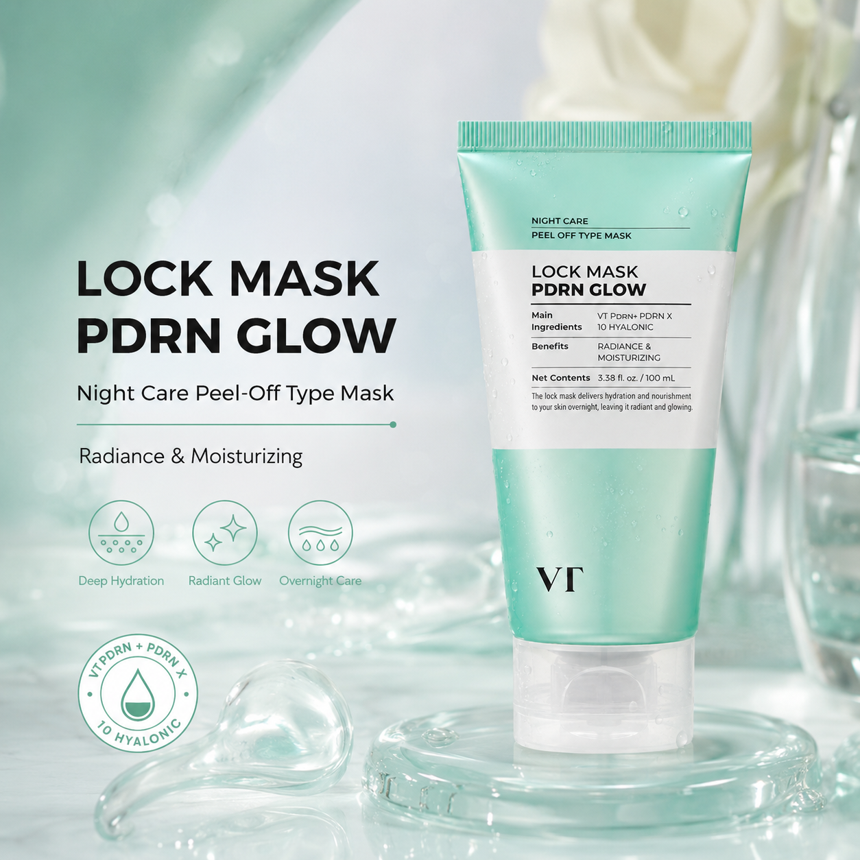 VT Cosmetics PDRN Glow Lock Mask 3.38 fl. oz. 100 ml