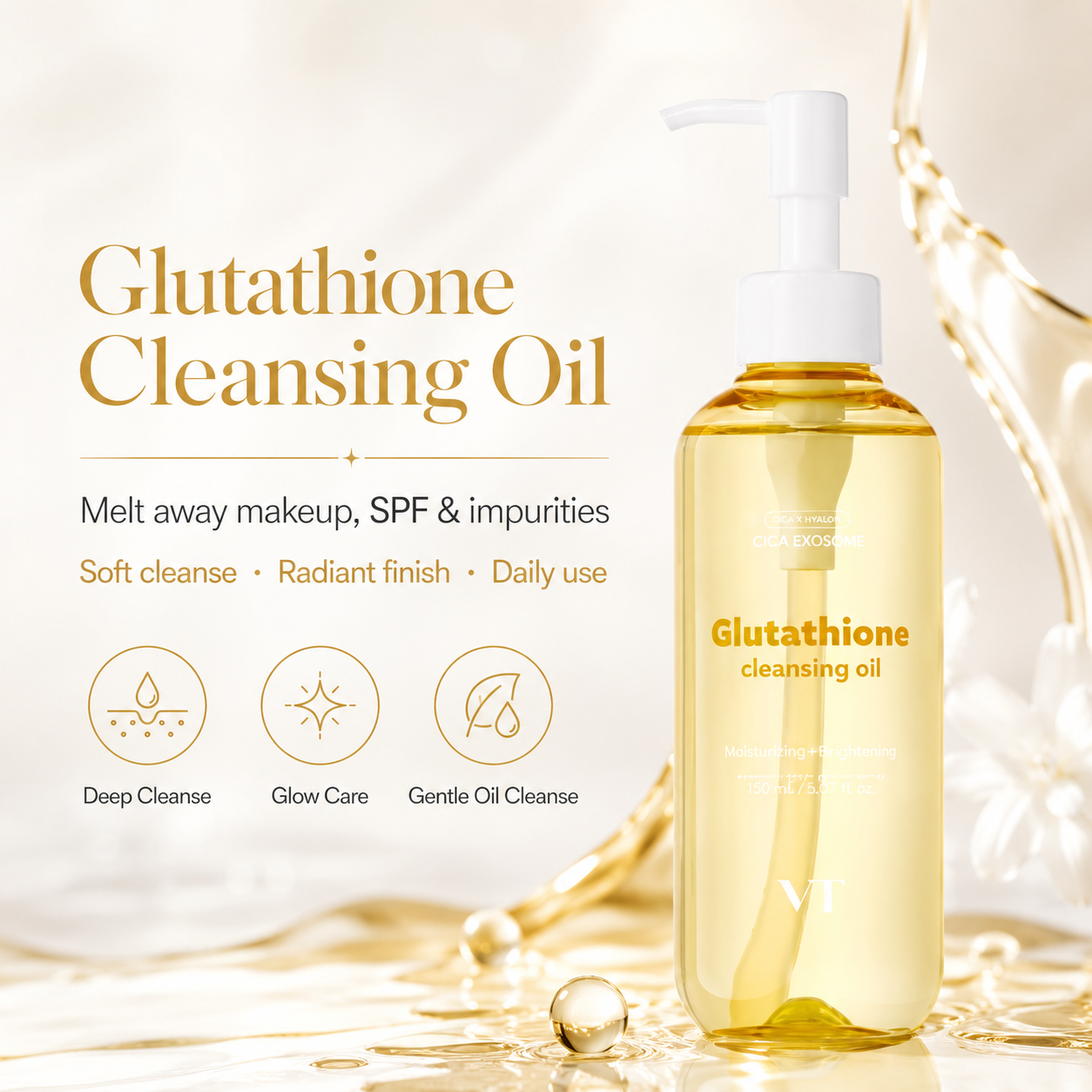 VT Cosmetics Glutathione Glow Cleansing Oil 6.76 fl. oz. 200 ml