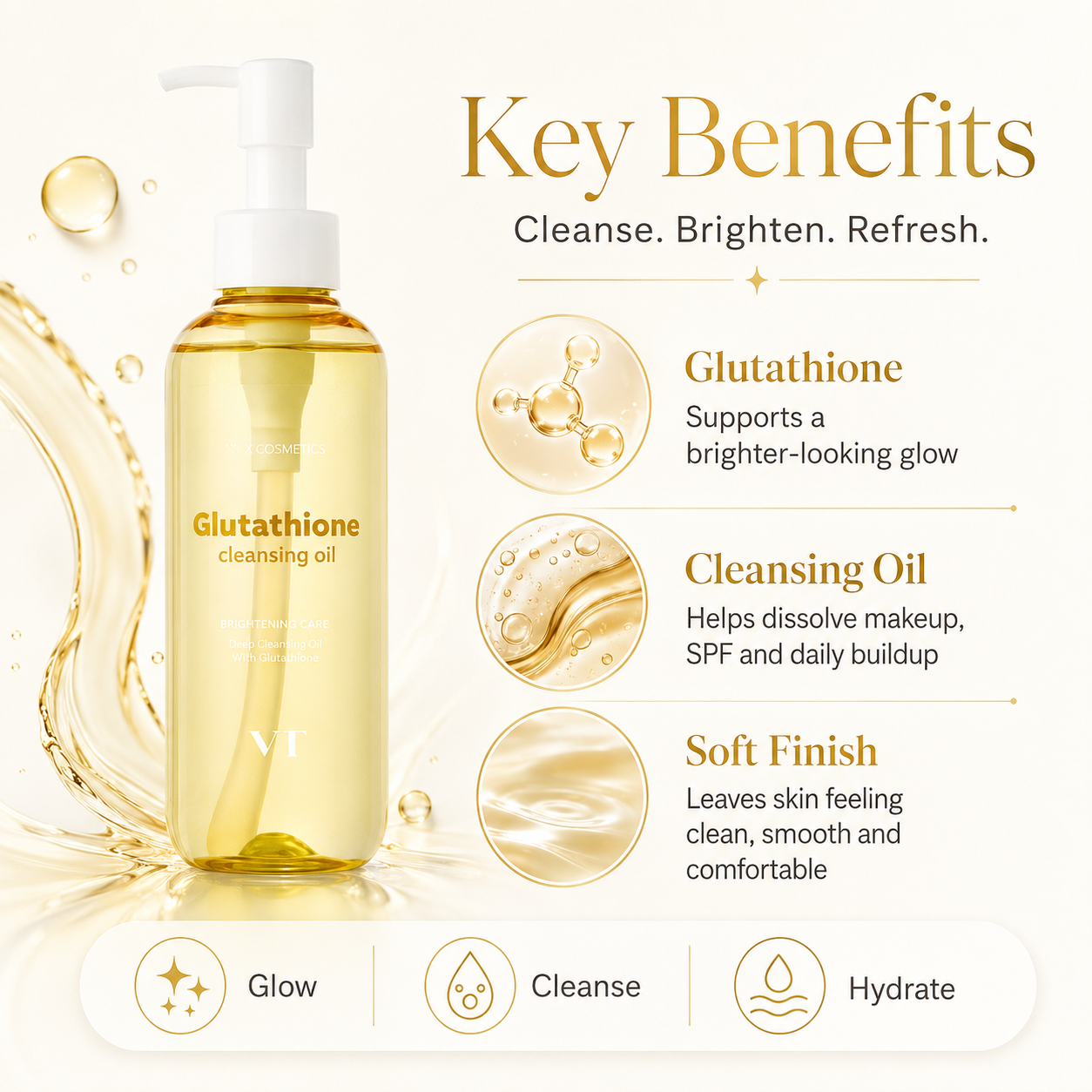 VT Cosmetics Glutathione Glow Cleansing Oil 6.76 fl. oz. 200 ml