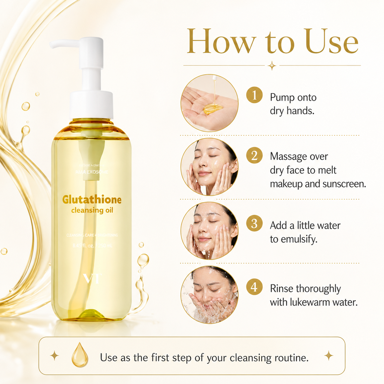 VT Cosmetics Glutathione Glow Cleansing Oil 6.76 fl. oz. 200 ml