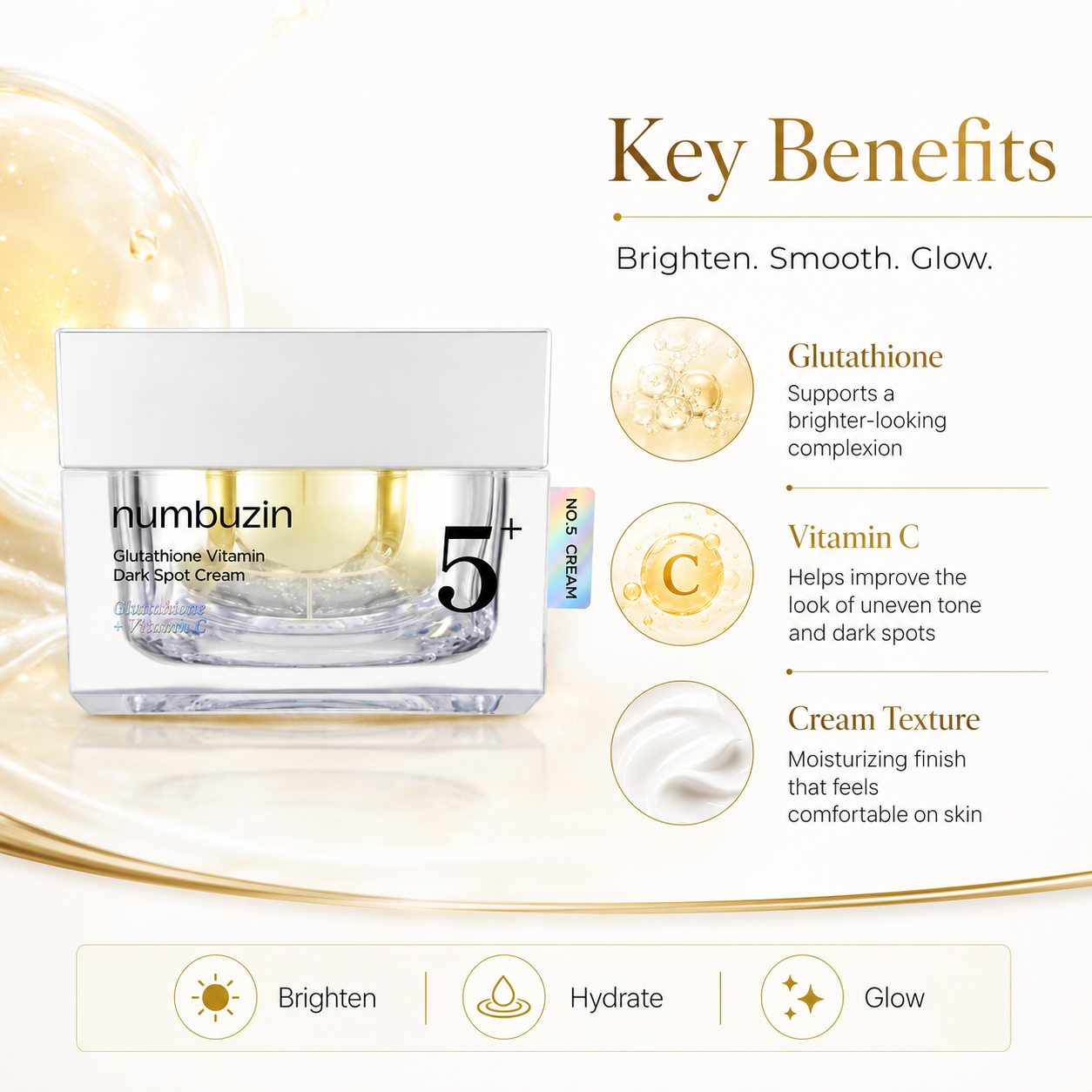 numbuzin No.5+ Vitamin Glutathione Dark Spot Cream 1.69 fl. oz. 50 ml