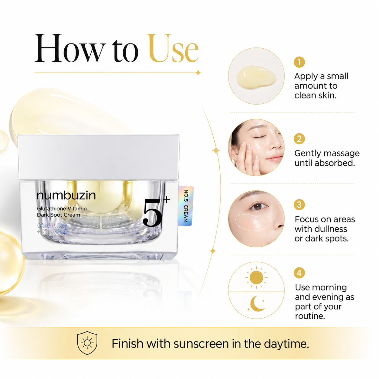 numbuzin No.5+ Vitamin Glutathione Dark Spot Cream 1.69 fl. oz. 50 ml