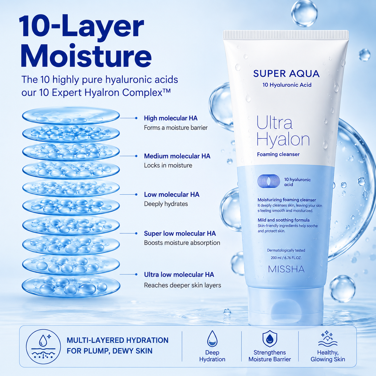 MISSHA Super Aqua Ultra Hyalron Foaming Cleanser 200 mL