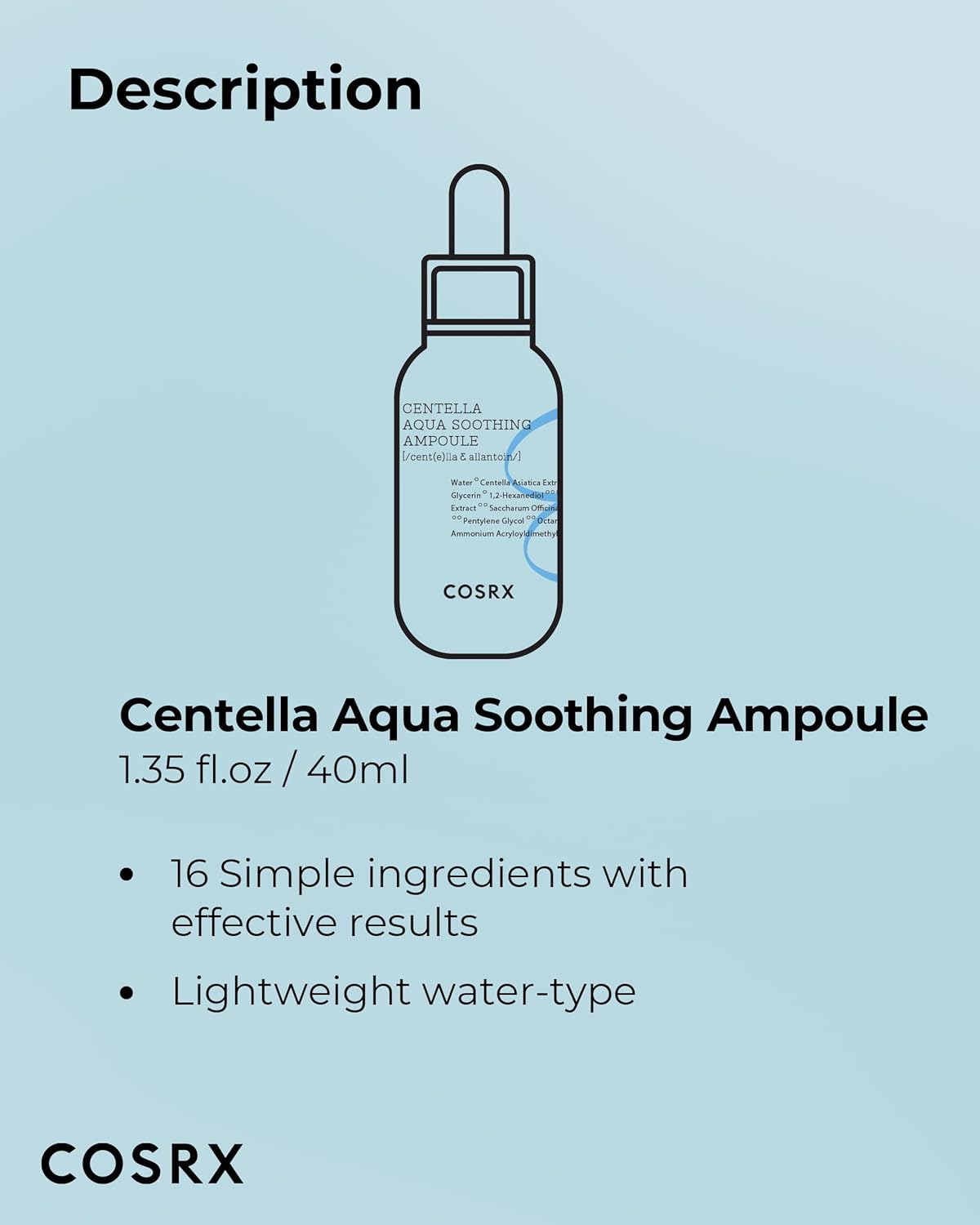 COSRX Centella AQUA SOOTHING AMPOULE 1.35 fl.oz/40ML - Fox|Pharma