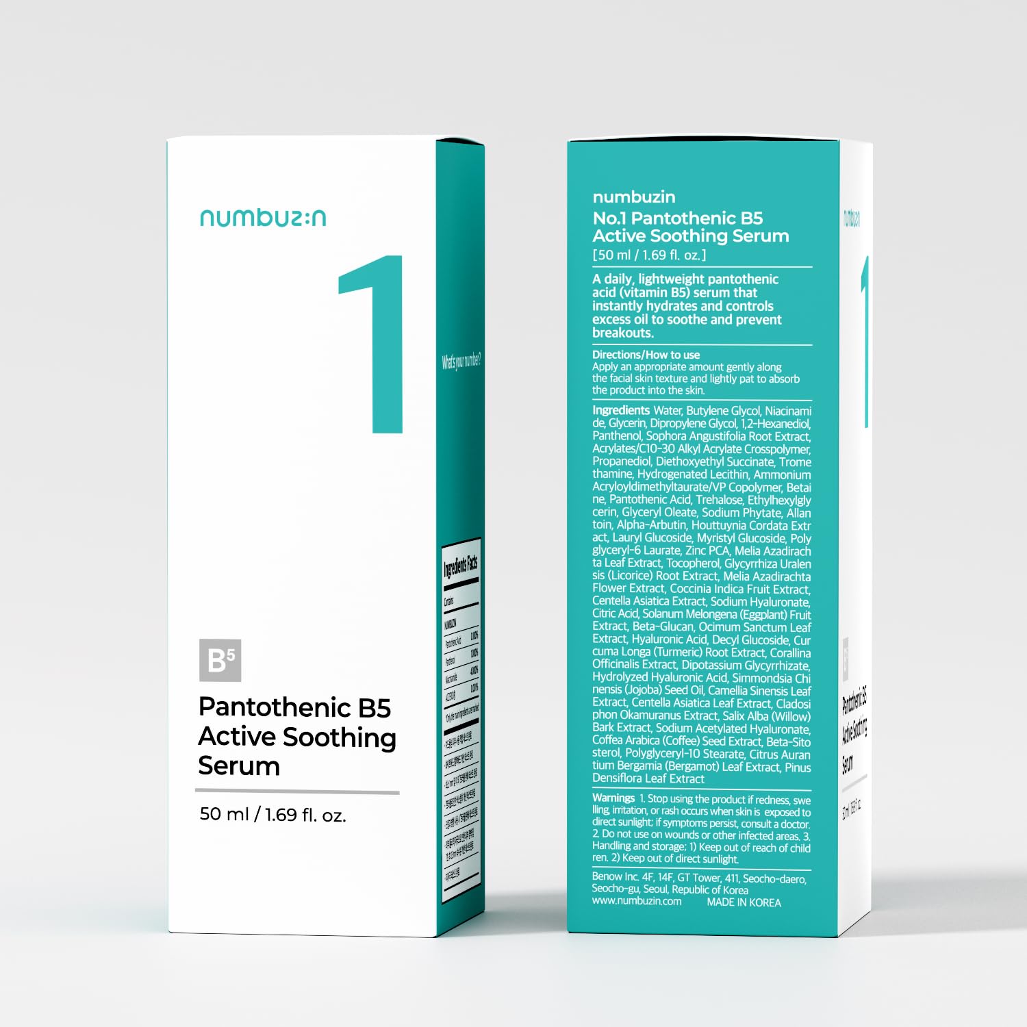 numbuzin No.1 Serum – Pantothenic B5 Active Soothing Serum 1.69 fl. oz. - Fox|Pharma