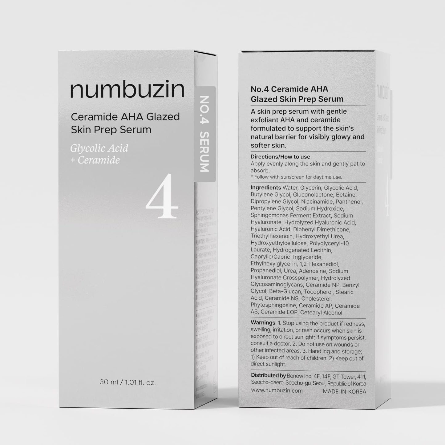 numbuzin No.4 Serum – Ceramide AHA Glazed Skin Prep Serum 1.01 fl.oz - Fox|Pharma