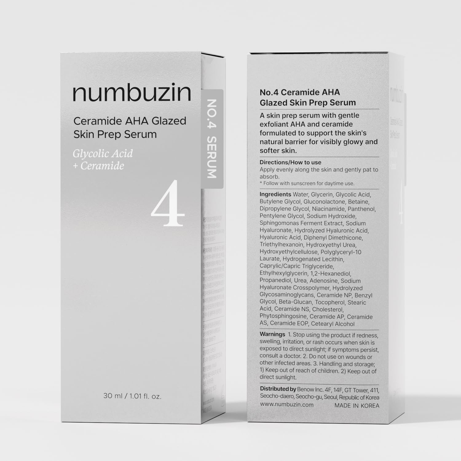 numbuzin No.4 Serum – Ceramide AHA Glazed Skin Prep Serum 1.01 fl.oz - Fox|Pharma